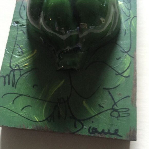 Vintage 1970's Handmade Artichoke Relief Folk Art On Wood Wall Sculpture Signed - Picture 5 of 10